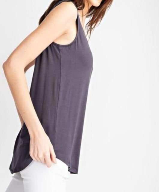 Darsa Fossil Gray Tank Top - DeVanitè Boutique