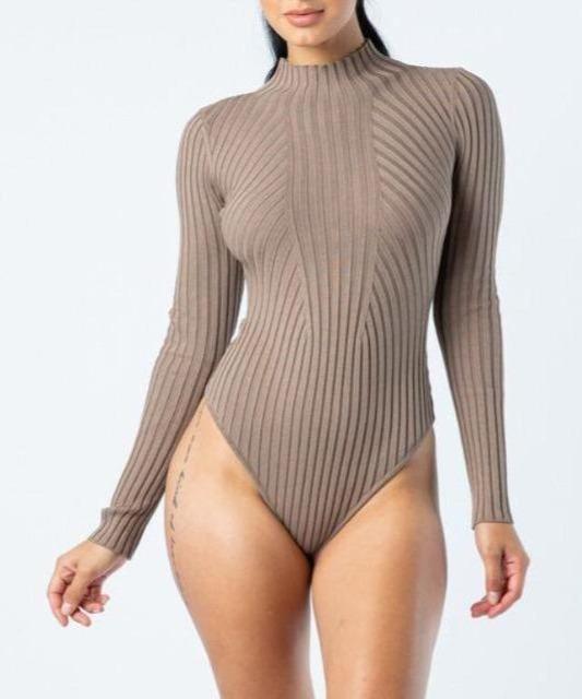 Addison Ribbed Mock Neck Bodysuit - DeVanitè Boutique