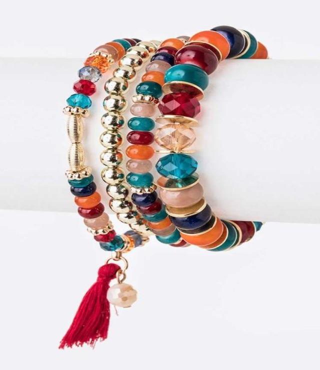 Beaded Tassel Bracelet Multi Color - DeVanitè Boutique