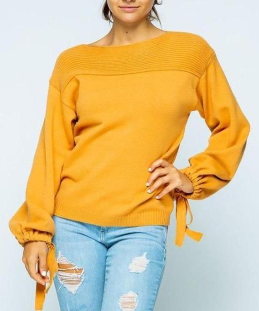 Belle Tie Sleeve Sweater - DeVanitè Boutique