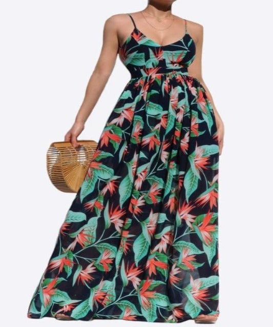 Birds of Paradise Navy Maxi Dress - DeVanitè Boutique