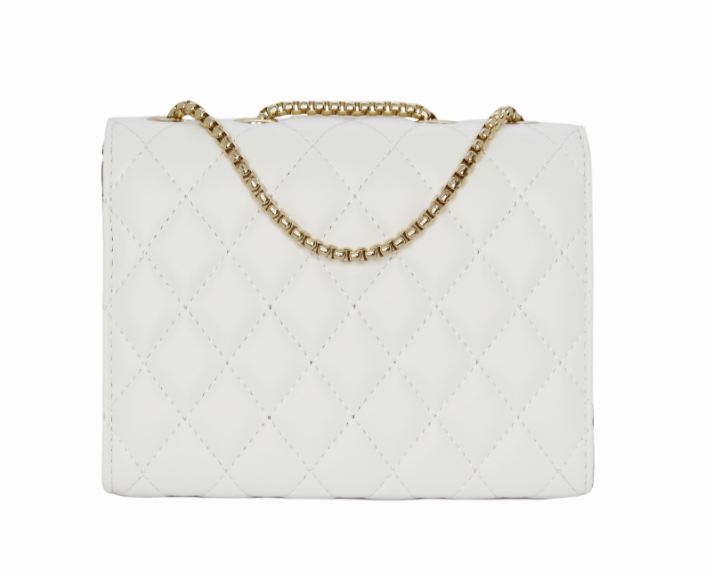 Camile Quilted Shoulder Bag- White/Gold - DeVanitè Boutique