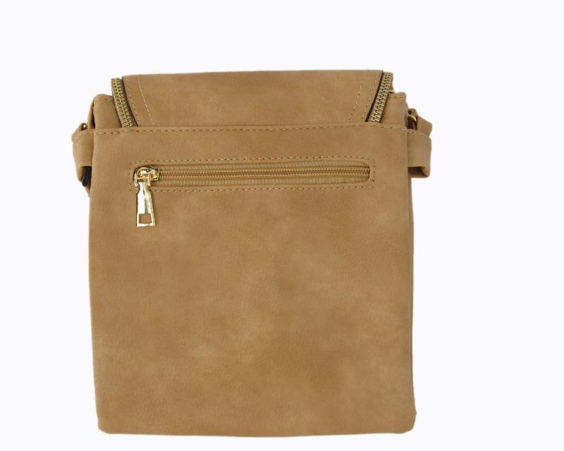 Desi Vegan Leather Taupe Crossbody Handbag - DeVanitè Boutique
