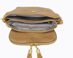 Desi Vegan Leather Taupe Crossbody Handbag - DeVanitè Boutique