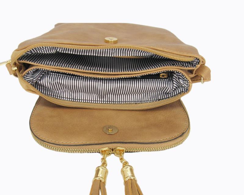 Desi Vegan Leather Taupe Crossbody Handbag - DeVanitè Boutique