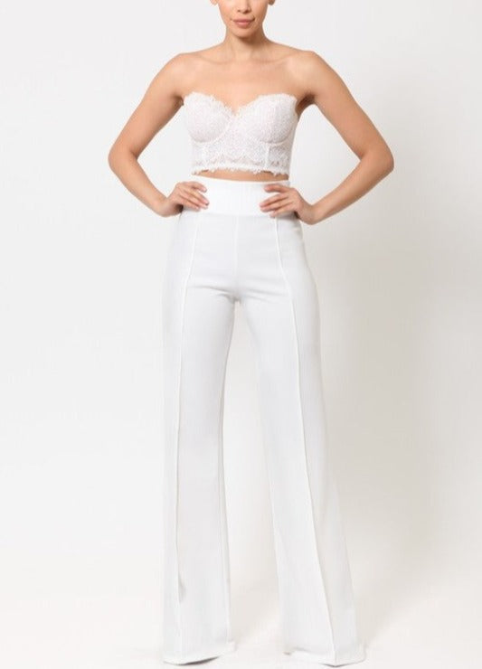 Le Beau Solid Wide Leg Pants - DeVanitè Boutique