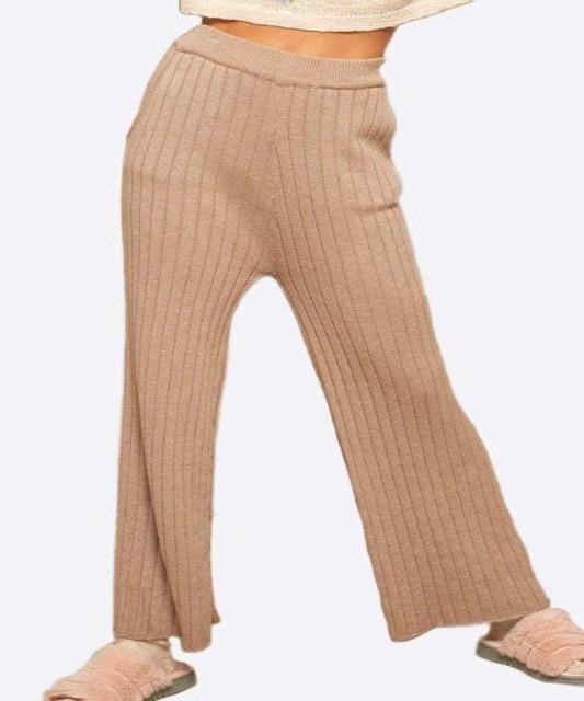 Lux Ribbed Knit Wide Leg Lounge Pants - DeVanitè Boutique