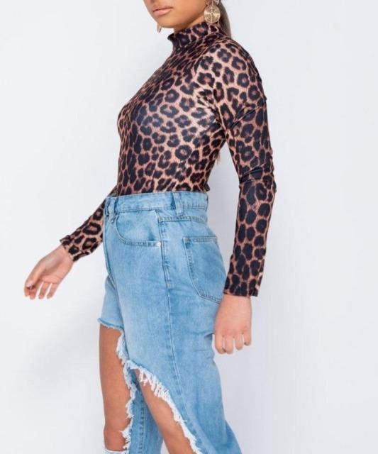 Leopard High Neck Body Suit - DeVanitè Boutique