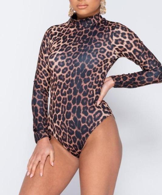 Leopard High Neck Body Suit - DeVanitè Boutique