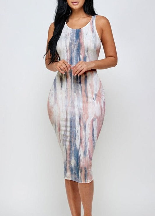 Multi-Color Ribbed Bodycon Midi Tank Dress - DeVanitè Boutique