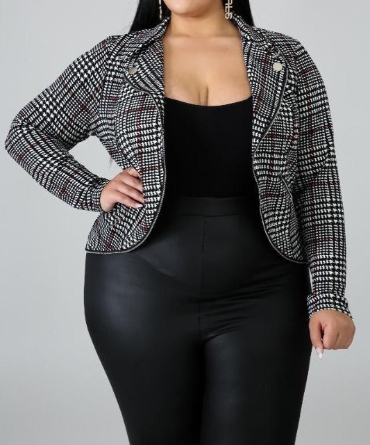 Plaid Houndstooth Jacket - DeVanitè Boutique