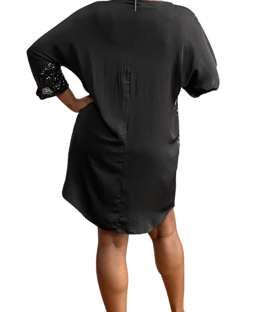 Shimmering Nights Black Sequin Shirt Dress Shimmering Nights Black Sequin Shirt Dress