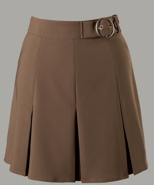 Side Buckle Pleated Skirt - DeVanitè Boutique