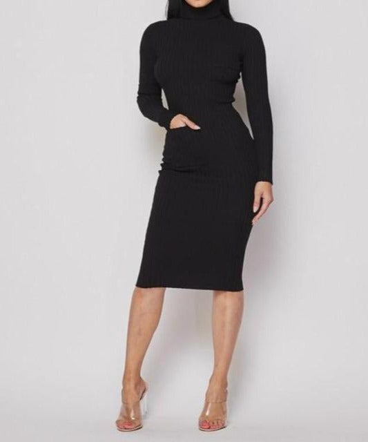 Sweater Bodycon Midi Dress - DeVanitè Boutique