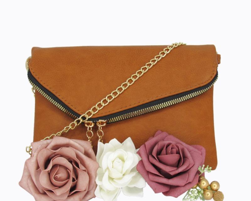 Envelope Convertible Crossbody, Cognac