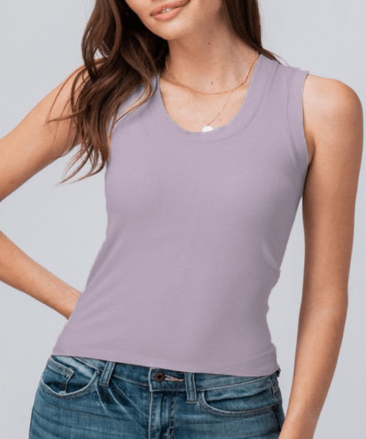 Mauve Vintage Ribbed Knit Tank - DeVanitè Boutique