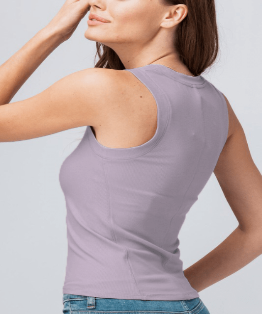 Mauve Vintage Ribbed Knit Tank - DeVanitè Boutique