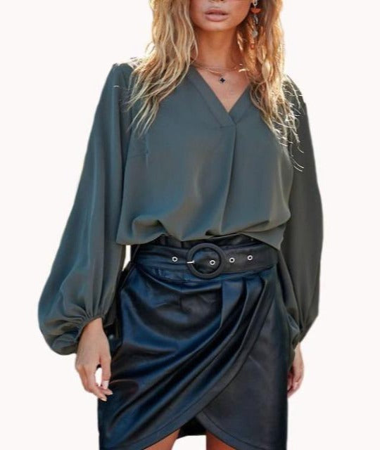 On The Scene Balloon Sleeve Blouse - DeVanitè Boutique