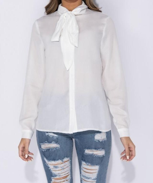 Bow Tie Blouse - DeVanitè Boutique